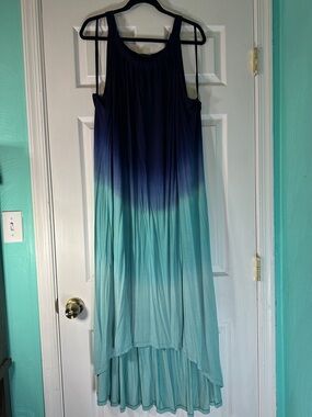Lane Bryant Navy to Teal High-Low Ombre Maxi Dress